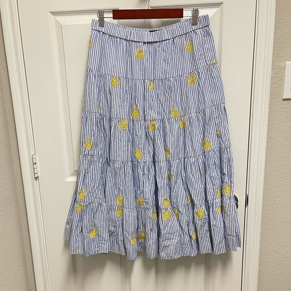 J. Crew Striped Pineapple Midi Skirt